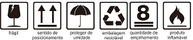Etiquetas obrigatórias Símbolos de manuseio e transporte